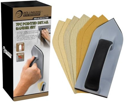 ROLLINGDOG Corner Sander-Pointed Detail Hand Sander for Drywall, Wood, and Metal Sanding (80,120,240)