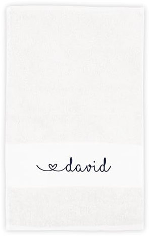 upstitch studio Personalisiertes Händehandtuch (30x50cm) weiß mit Namen Bestickt aus 100% Baumwolle - Gästehandtuch in DREI weiteren Größen (50x100cm, 70x140cm, 100x210cm)