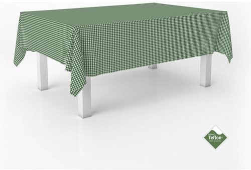 ECOMMERC3 | Tovaglia Vichy antimacchia per tavolo rettangolare dimensioni 240x140 cm | Tovaglia resinata antimacchia, ultra morbida, impermeabile, Vichy Verde Bottiglia