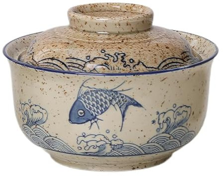 Tazón de ramen, juego de tazón de cerámica con tapa, 800 ml, cuencos de sopa de cerámica japonesa, para cereales, sopa, vajilla asiática, microondas y lavavajillas