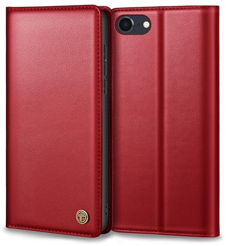 Thorhülle Handyhülle für iPhone SE 2022/2020 Hülle, Premium Lederhülle Schutzhülle Tasche für iPhone SE/8/7 Hülle Wallet Kartenfach Standfunktion Flip Case für iPhone SE Klappbar, Rot