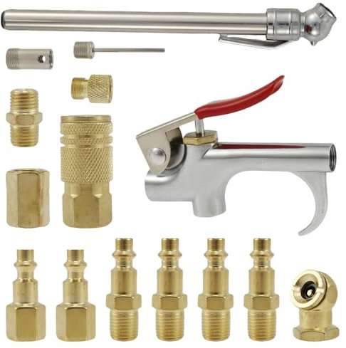 14-Teiliges Set Air Blow Gun Druckluftpistolen Set mit Ausblaspistole Umfassendes Zubehör Tagbar Druckluft Luftdruckpistole Hochwertiges Material Air Duster Blow Gun Vielseitige Anwendungen