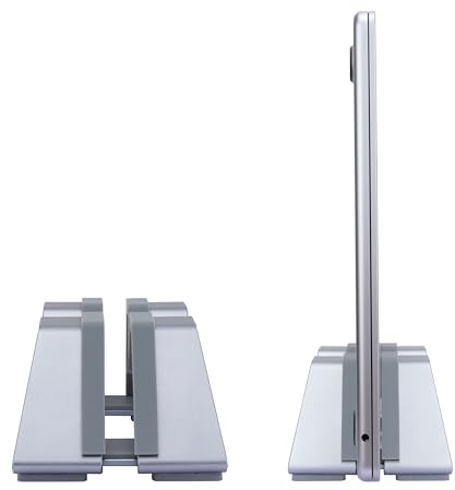 Psitek Supporto Verticale Regolabile per Laptop - Alluminio, Compatibilità Universale per Tutti i Laptop - Design Elegante, Larghezza Regolabile, Antiscivolo & Resistente ai Graffi, Design Brevettato