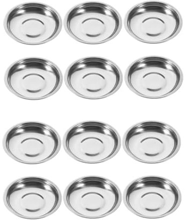 KGDUYC Cuencos De Salsas - 12 pcs 6cm Mini plato,Platos De Salsa De Acero Inoxidable, Cuencos Para Sushi, Cuencos De Aperitivo, Cuenco Redondo Pequeño Para Salsas,Snacks, Aperitivos,Sushi,Especias