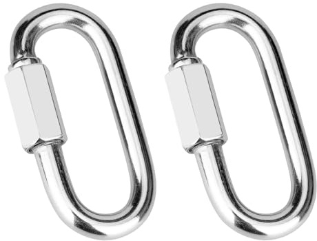 Vmuter 2 Pcs 3 Inch 304 Heavy Duty Stainless Steel Screw Chain Quick Links, 1540LB Capacity Carabiner Connector for Camping Outdoor Equipment Locking Hammocks Harness Leash