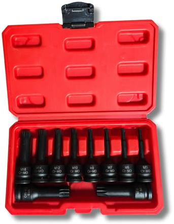 Juego de 10 Puntas XZN o Spline de Impacto 1/2 (5-20mm) 12 caras con Maletín – 5, 6, 7, 8, 10, 12, 14, 16, 18, 20mm multipunta puntas