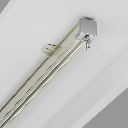Deckenmontiertes Verdunkelungsvorhangschienen-Set mit robuster Metallkonstruktion, weiß, 3,6 m Länge, ideal für Küche, Raumteiler und Vorhangstangenhalterung, inklusive Rollhaken für