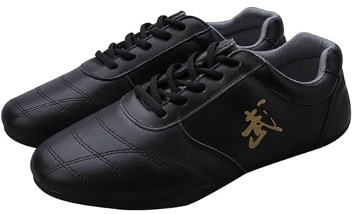 Tai Chi Zapatos para Los Hombres De Artes Marciales Zapatos De Las Mujeres De Cuero Tai Chi Kung Fu Zapatos De Entrenamiento, Zapatos De Taekwondo, Kong Fu Zapatos para Caminar(Size:44EU,Color:Negro)
