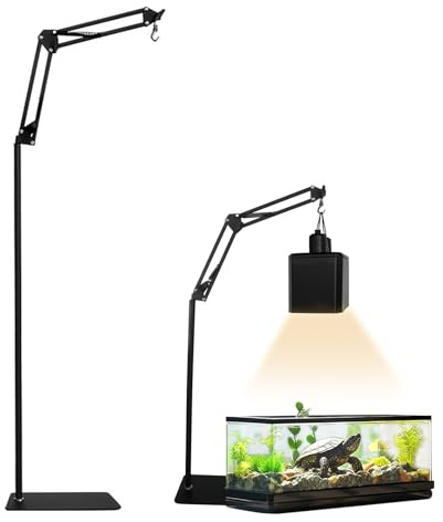 IGTOPS Reptilien Wärmelampenständer mit Sockel, Verstellbare Höhe 70-150 cm Bodenlichtständer Halterung, Basking Lampe Unterstützung, für Einsiedlerkrebse, Bartagamen, Schildkröten, Geckos, Eidechsen
