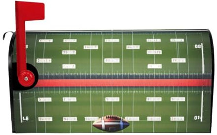 KAABNNT American Football Field and Ball Print Decorative Magnetic Mailbox Cover - Easy Install Mailbox Protective Shield