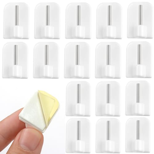 CATOR 30 Pcs ganci adesivi, Ganci Decorativi per Finestra, Bianco Autoadesiva Plastica Ganci, Semplice Senza Cuciture Supporto Cchette per Tendine, Ganci Autoadesivi Senza Trapano, Uso Domestico