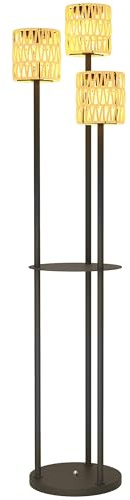 Outsunny Solar Stehlampe Rattan Solarlampen mit Lichtsensor 3 Lichte Regal Solarleuchte im Boho-Stil IP44 Solarlampe Outdoor Lampe Solarlaterne für Garten Balkon Außen Rasen Ø37 x 144H cm