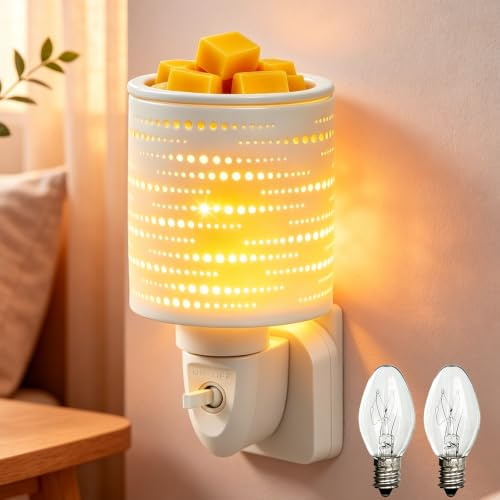Electric Plug in Wax Melt Burner – UK Wall Socket, Ceramic Oil Burner with Night Light(Star)
