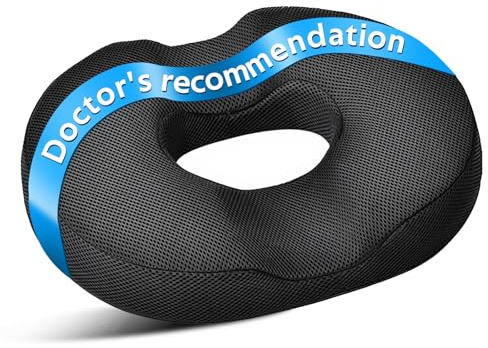 KitGody Donut Cushion for Postpartum Recovery & Hemorrhoid Relief - Memory Foam Seat Pillow, Sciatica & Coccyx Pain Relief, Orthopedic Support for Office, Car, Wheelchair