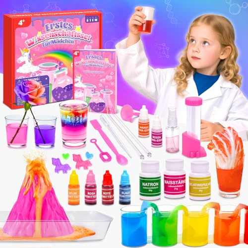 Experimente für Kinder ab 6 8 5 10 7 4 9, Geschenk Mädchen 9 7 8 6 10 5 Jahre STEM Spielzeug 200+ Kinderspielzeug Mit Vulkan Selber Machen Set für Kreatives Kinderspiele ab 4-12 Jahre Mädchen
