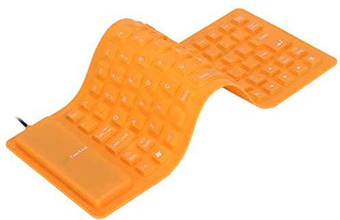 Elprico Clavier Silicone Pliable Filaire USB, Clavier Souple Étanche Anti-Poussière et Silencieux avec 85 Touches, Portable Roulable pour PC Ordinateur Voyage