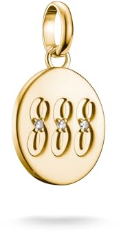 THOMAS SABO Charm Club Connect Charm-Anhänger Engelzahl mit Steinen 18k Vergoldung Recyceltes 925 Silber