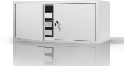 Jan Nowak Aktenschrankaufsatz C01L Aufsatz für Aktenschrank Büroschrank Metall Pulverbeschichtung Flügeltüren 38 x 80 x 40 cm (Weiß)