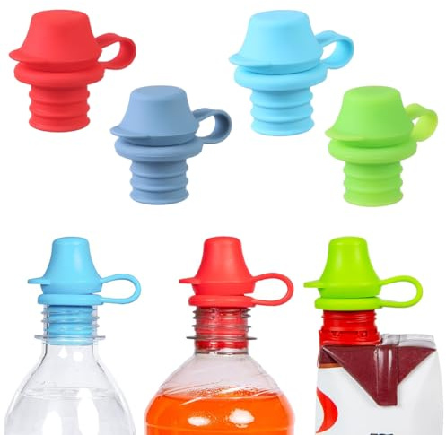 JYNVO Juego de 4 adaptadores de silicona de repuesto para tapones de botellas de agua a prueba de fugas, sin BPA, tapones de biberones para niños pequeños
