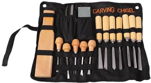 Kit Intaglio A Legna Completi 16 I Kit Includono Cocchi Acciaio Carbonio File Lama Per Lama Martellino Sacca Portatile Stoccaggio Portatile Strumenti Intaglio In Legno Ergonomico