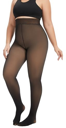 ZFSOCK Collant Termici Donna Invernali: Calzamaglia Taglie Forti Foderato in Pile Vita Alta Modellante Effetto Velato Elasticizzati e Morbidi - Calze Curvy con Abiti Gonne e Stivali 1 Paio 5XL/6XL