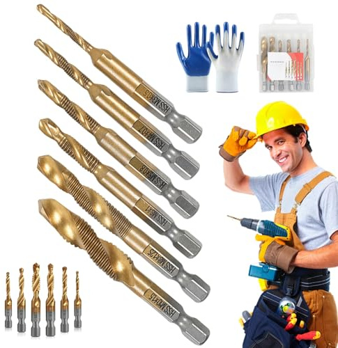 3 In 1 Spiral Tap Hex Shank Drill Bit Set, M3/M4/M5/M6/M8/M10 Hss Drill Bit Set, 1/4 3-In-1 Spiral Flute Drill Bits, Essential Tool For Both Professionals And Diy Enthusiasts (A: Long 70mm)