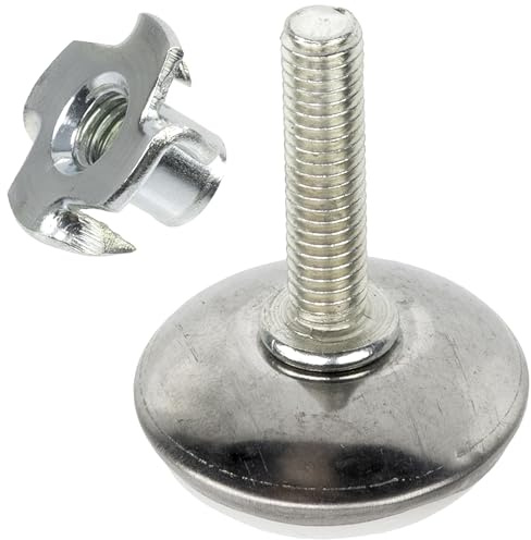 Aerzetix - Set di 12 piedi livellatori regolabili M6 + 12 dadi a griffe M6x10 | accessori di livellamento e montaggio per mobili in legno