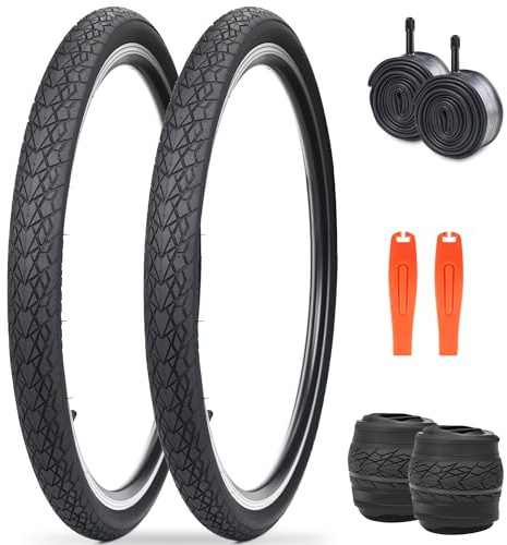 ZUKKA Bike Tire 20x1.75/20x2.125/24x1.75/26x1.75/27.5x1.75 Inch Replacement Bike Tire for Mountain Bike Cruiser Bike (2 Tires+2 Tubes+2 Levers, 27.5x1.75)
