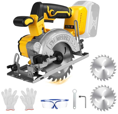 5'' Cordless Circular Saw for Dewalt 18V 20V Max Battery, Brushless Motor with 2 Saw Blades, 0-45° Cutting Angle, Max Cutting Depth 1.6(90°), 0.82(45°), Idea for Wood, Plastic, Soft Metal