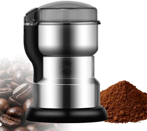 Elektrisk kaffekvarn, 400 W multifunktionell malningsmaskin för spannmål och kaffe, enknappskvarnar i rostfritt stål för kaffebönor, torra ingredienser, kryddor, örter Without handle