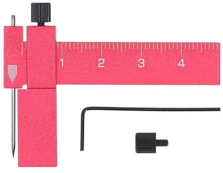 ViaGasaFamido Modelo Trazador Paralelo Equidistante Regla de Trazado Isométrica Ajustable con Aguja de Acero de Tungsteno para Marcado de Precisión Tallado de Modelos (rojo)