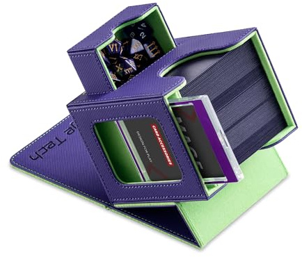 Mage Tech Scatola porta carte per MTG Commander, design brevettato, display Commander, adatta a 100 carte a doppia manica, mattoncini e vassoio per dadi da 35 pt, risonanza
