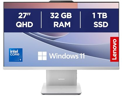 Lenovo IdeaCentre All-In-One PC | 27 QHD Display | Intel Core 9 270H | 32GB RAM | 1TB SSD | Integrierte Intel Grafik | Windows 11 | Inkl. Maus und Tastatur | Cloud Grau | 3 Monate Premium Care