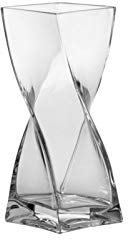 Leonardo Volare Vase, geschwungene dynamisch geformte Blumenwase mit massivem Eisboden, handgefertigtes Klarglas, Höhe 20 cm, 450 ml, 014099