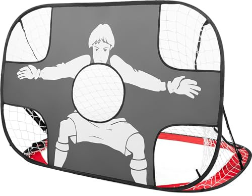 Outtec® Fußballtor Faltbar, Pop Up Tor - 120x72x73 cm - Fußballtrainingsgeräte für Kinder und Erwachsene - inkl. Netz, Bodenanker - Garten, Training