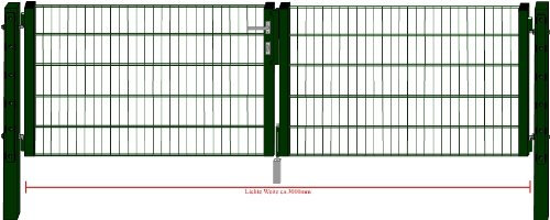 Camas Ben Light Drahtgittertor Einfahrtstor 1430mm grün 3m breit Gartentor Toranlage