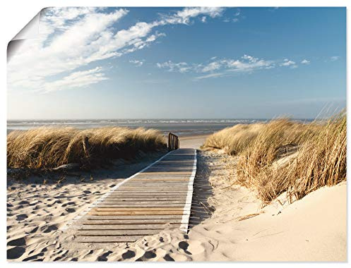 ARTLAND Wanddeko Poster & Kunstdrucke Wandposter 60x45 cm Strand Meer Maritim Düne Gräser Nordsee Landschaft Langeoog Steg T5RM