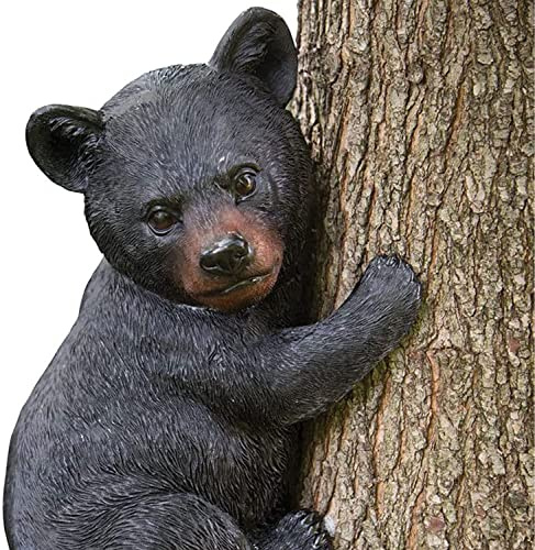 Bits and Pieces - Le Bébé Ours sur l'Arbre - Statue du Jardin - Embrasseur d'Arbre - Sculpture pour Arbre en Plein Air - Visages d'Embrasseurs d'Arbre pour Cadeaux et pour le Décor du Jardin - la Sculpture de Résine du Petit Ourson