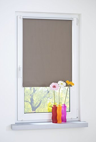 Liedeco® Rollo Klemmfix Thermobeschichtet - 80 x 150 cm Stone lichtundurchlässig verspannt Blickdicht verdunkelnd stufenlos verstellbar/kein Bohren, Klemmen/Klemmfix Rollo Sonnenschutz Sichtschutz