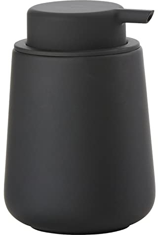 Zone Denmark Nova One Seifenspender fürs Badezimmer, Spender aus Keramik für Handseife/Flüssigseife, Durchm. 8 cm, Höhe 11,5 cm, Fassungsvermögen 250 ml, Schwarz