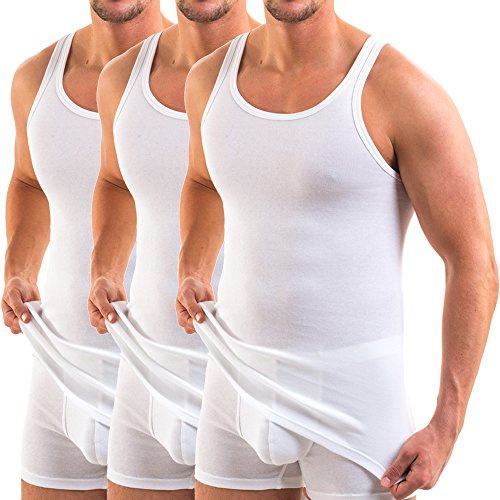 HERMKO 3000 Cannottiera a Coste da Uomo 100% Cotone, Testata tossicologicamente, Canotta Intima Top Sportivo Franco Fabbrica - Confezione da 3 Pezzi, Farbe:Bianco, Größe Herren:5 (L)
