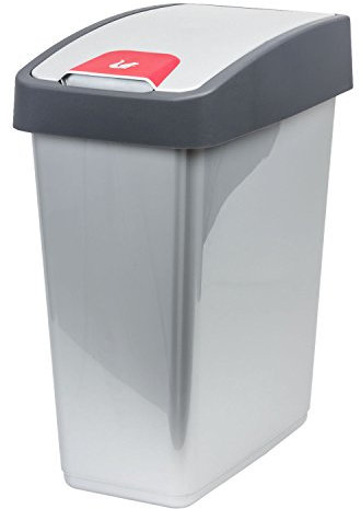 Keeeper Cubo de la Basura Premium con Tapa Abatible, Tacto suave, 45 l, Magne, Plateado (Light Silver)