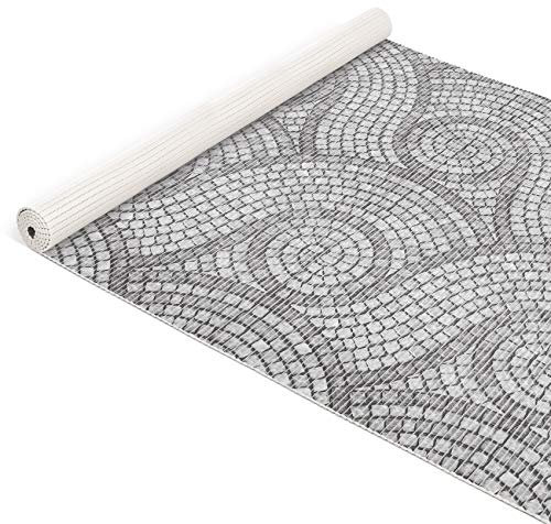 ANRO Weichschaummatte Badvorleger Bodenbelag Badläufer Antirutsch 130x300cm Mosaik Steine Grau