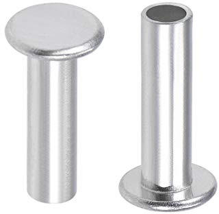 sourcing map 100Pcs M4x14mm Aluminium Tête plate Semi-tubulaire Rivets Argenté