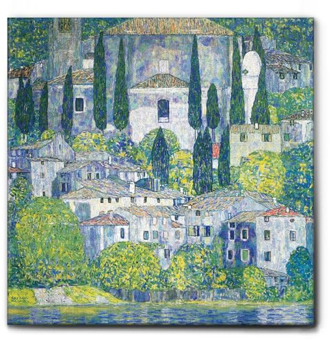 Giallobus - Gemälde - Gustav Klimt - Kirche in Cassone - Leinwand mit Standardrahmen - 50x50 - Bereit zum Aufhängen - Moderne Gemälde für zu Hause