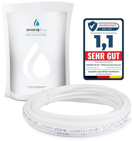 smardy 10m Tuyau d'eau 1/4 pouce pour réfrigérateur Side by Side, Tuyau-osmose blanc 6,35mm (1/4) pour osmose inverse, filtre à eau, aquarium
