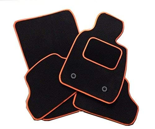 TAILORED FOR DACIA DUSTER 2 2018 2019 2020 2021 2022 - PREMIUM GENUINE EXACT FIT INTERIOR FLOOR CARPET CAR MATS - BLACK MAT + ORANGE TRIM