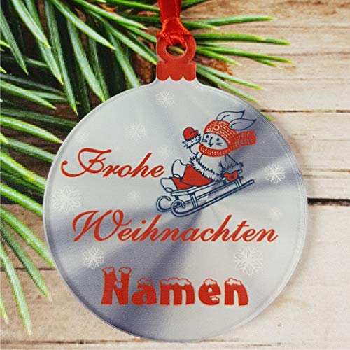 Gravure Events Christbaumkugel mit Namen – Frohe Weihnachten – Personalisierte Weihnachtskugel mit Name. Personalisiertes Geschenk. – Kugel - Christbaumschmuck - Weihnachtsbaumkugeln DS5