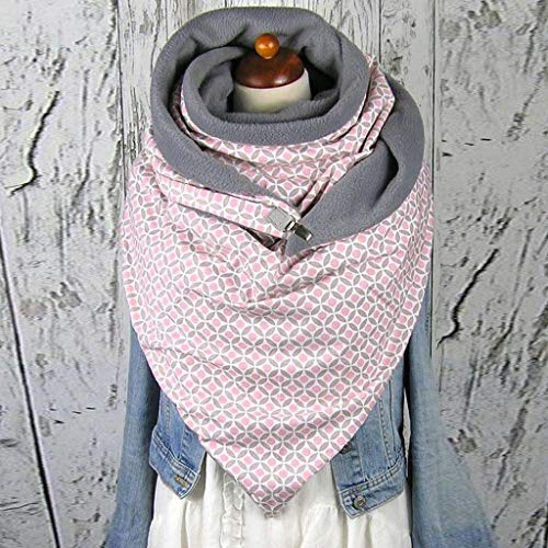 BAULMD Groß Elegant Schals Druckknopf Soft Wrap, Frauen Halstuch Tartan Damen Dreieck Herbstschal, Casual Knopf Strickschal mit Winddicht Scarf