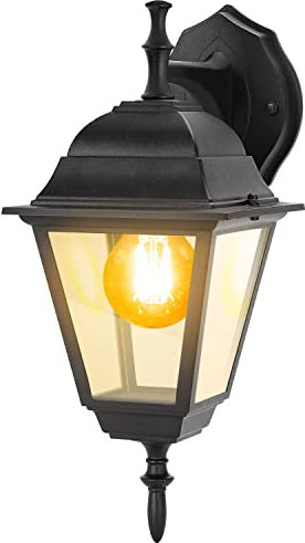 Aigostar Applique da Esterno E27 Lampade da Esterni Impermeabile IP44 Appliques da Esterni con paralume trasparente per balconi, corridoi, Retro B (lampadine non incluse)